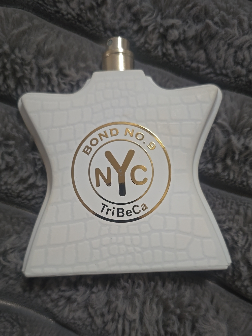 TriBeCa White Fragrance Bottle with Gold Accents